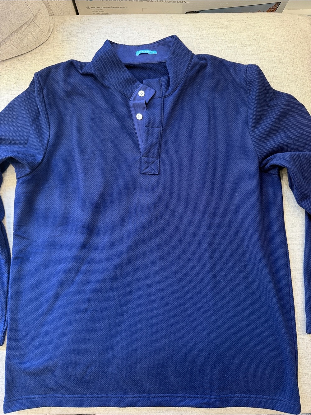 Men's Long Sleeve Polo Sweater - Navy